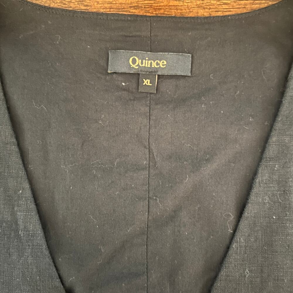 Quince Vest Waistcoat 100% European Linen Sleeveless Black Size XL - Picture 6 of 8